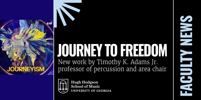 Cover graphic for "Journeyism" with yellow text over blue, green, and purple flower-like image, plus text and graphics.