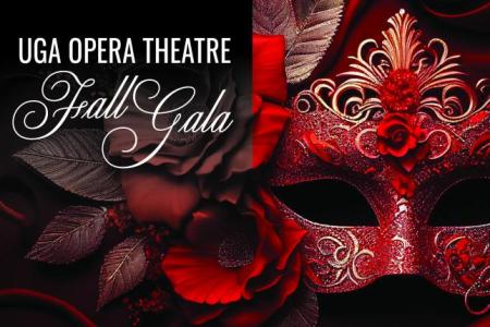 UGA Opera Theatre Fall Gala: A Masquerade mask looks haunting in red and black.